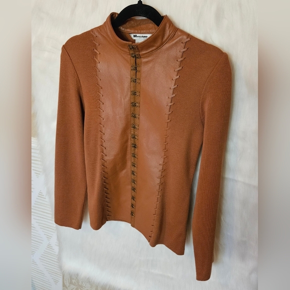 Nygard *Rare* Yellowstone Style Leather & Knit Sweater/Jacket - Picture 2 of 9